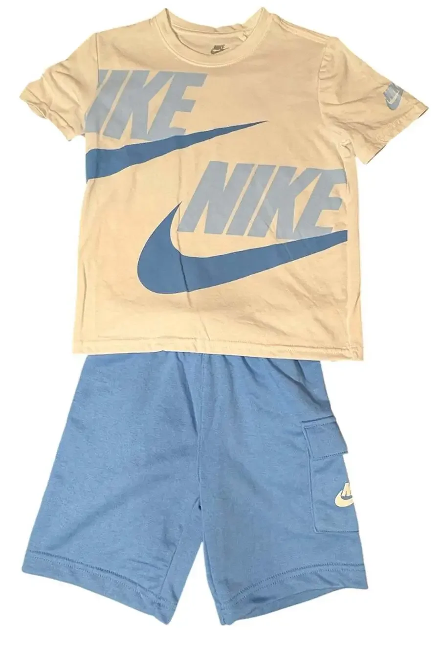 Nike Boys 2-Piece HBR Cargo Shorts and T-Shirt Set - Blue Beyond